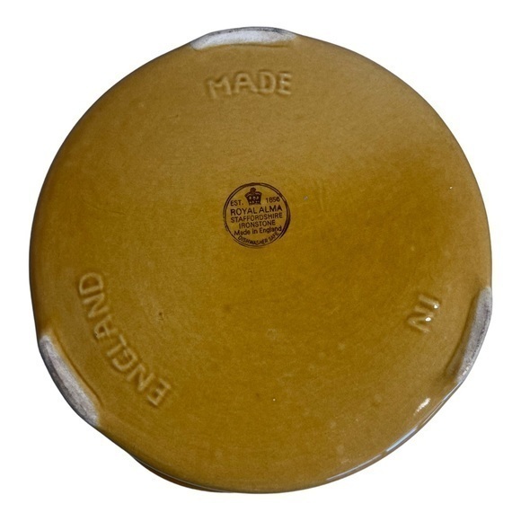 Vintage Royal Alma Staffordshire Pottery Casserole Dish Gold Brown - Picture 3 of 3